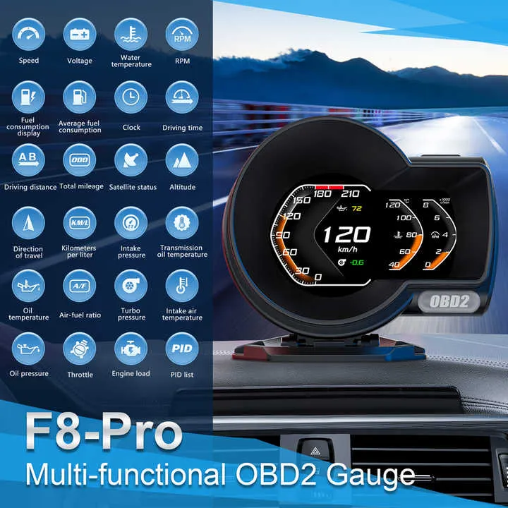 متعددة الوظائف مقياس السيارات F8 السيارات . Multifunctional Car Gauge F8 Auto Head