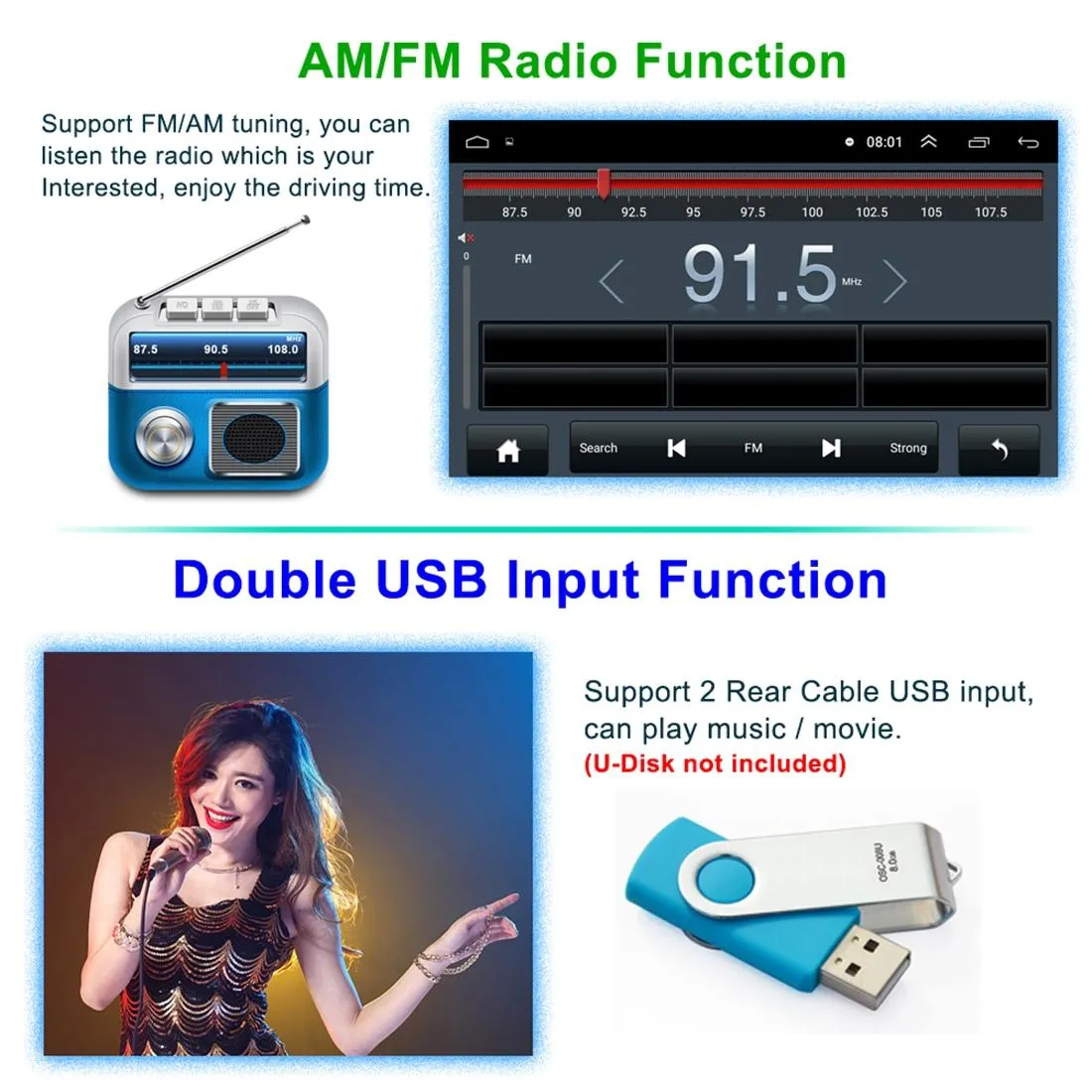 10.1 Inch Android 8.1 Car Mp5 Player - Fm Bluetooth Gps Tf Card