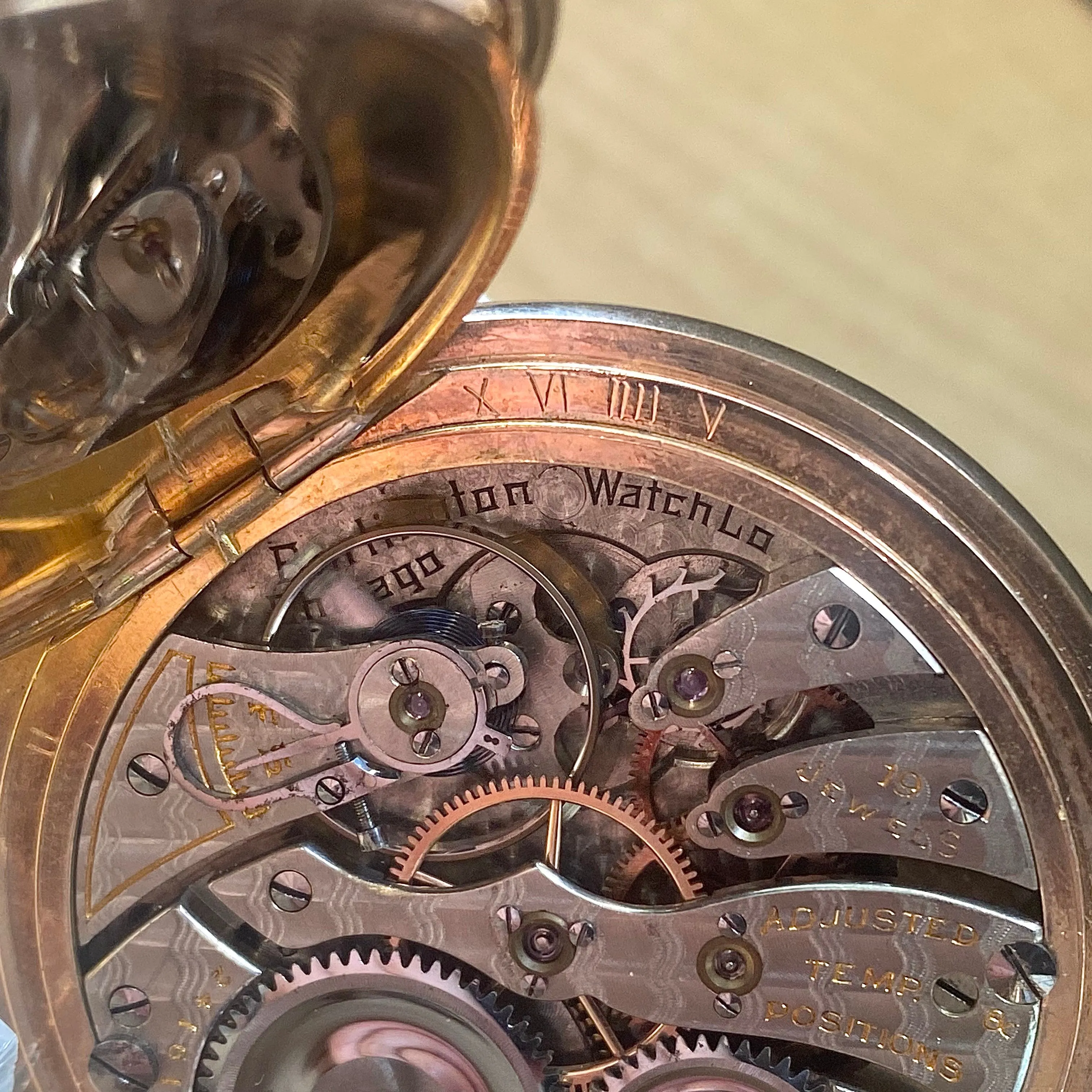 1912 BURLINGTON SPECIAL Pocket Watch 19J ADJs Grade 274 U.S.A. Hunter G.F. Case w/ Chain