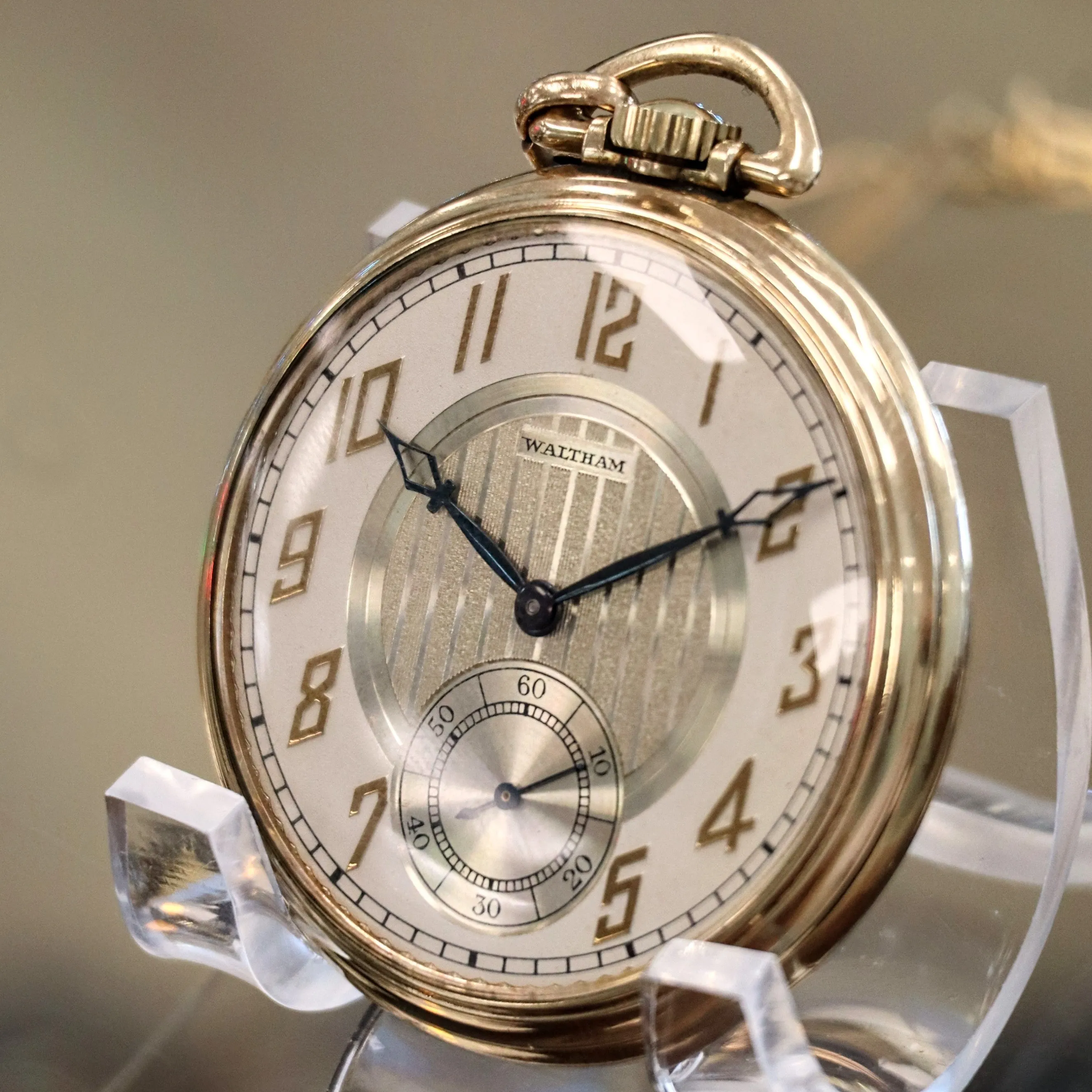 1936 WALTHAM Dress Pocket Watch 17 Jewels No. 1217 Openface 12s - In Original Display Box