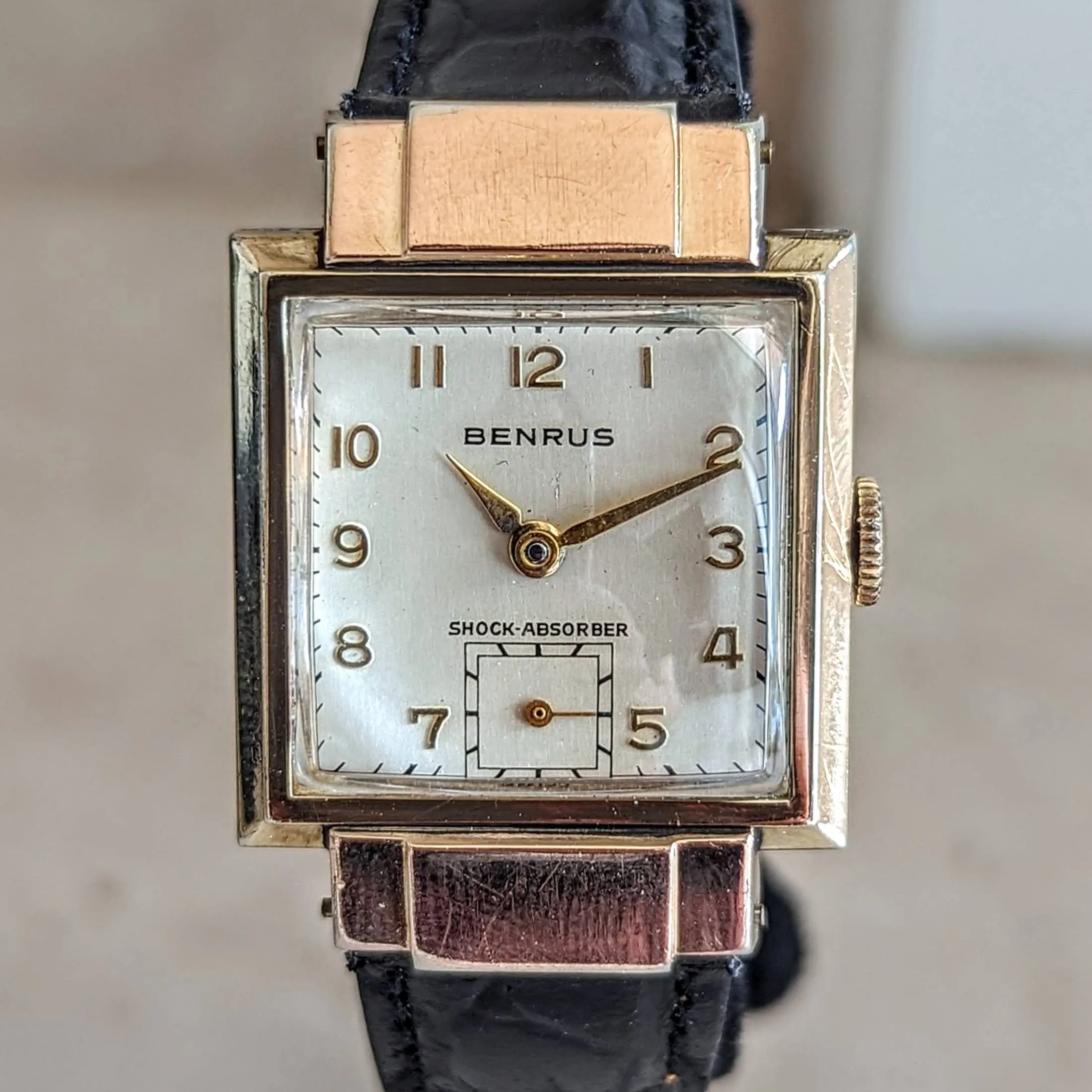 1940s BENRUS Shockabsorber Watch Model AR 1 17 Jewels Swiss Made Wristwatch