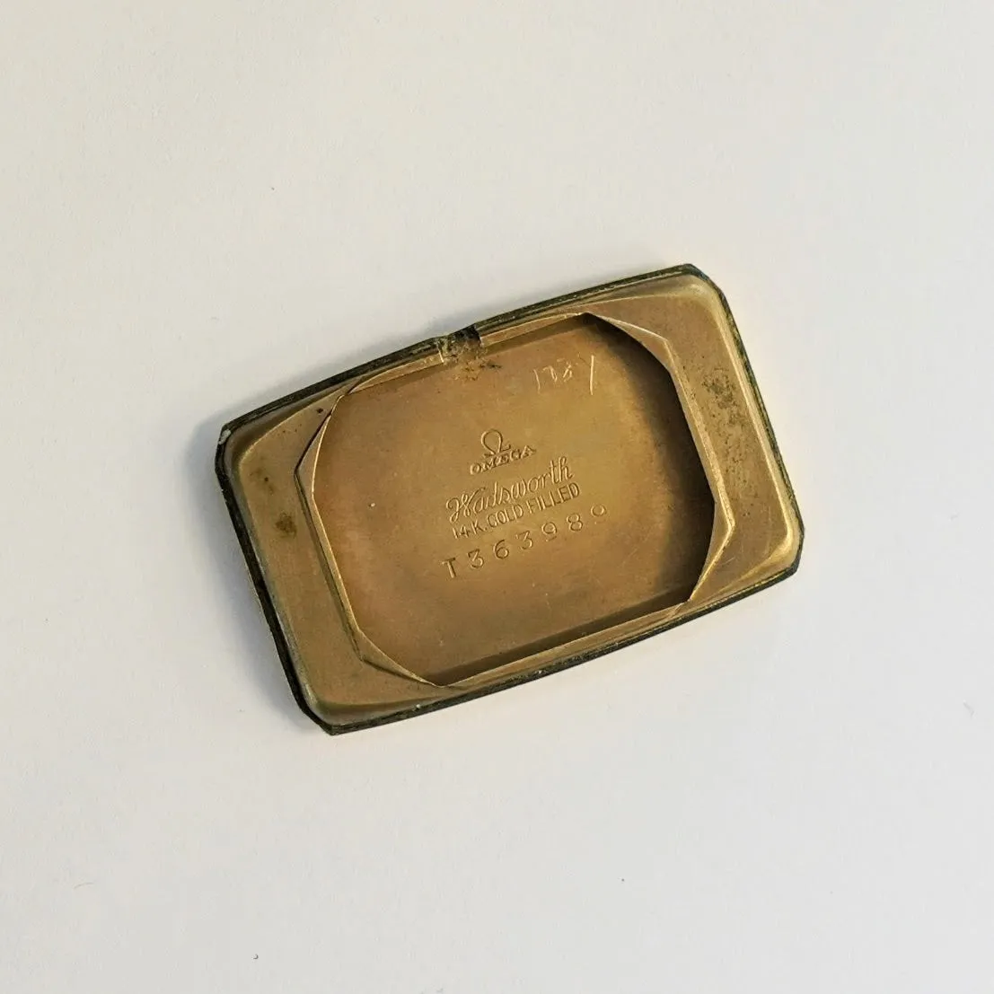 1945 OMEGA Watch 17 Jewels Cal. R17.8 Tank Case Vintage Swiss Wristwatch 14K G.F.