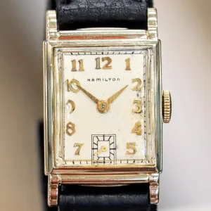 1949 HAMILTON Eaton Watch Cal. 980 17 Jewels Tank Case U.S.A. Made Wristwatch - In BOX!