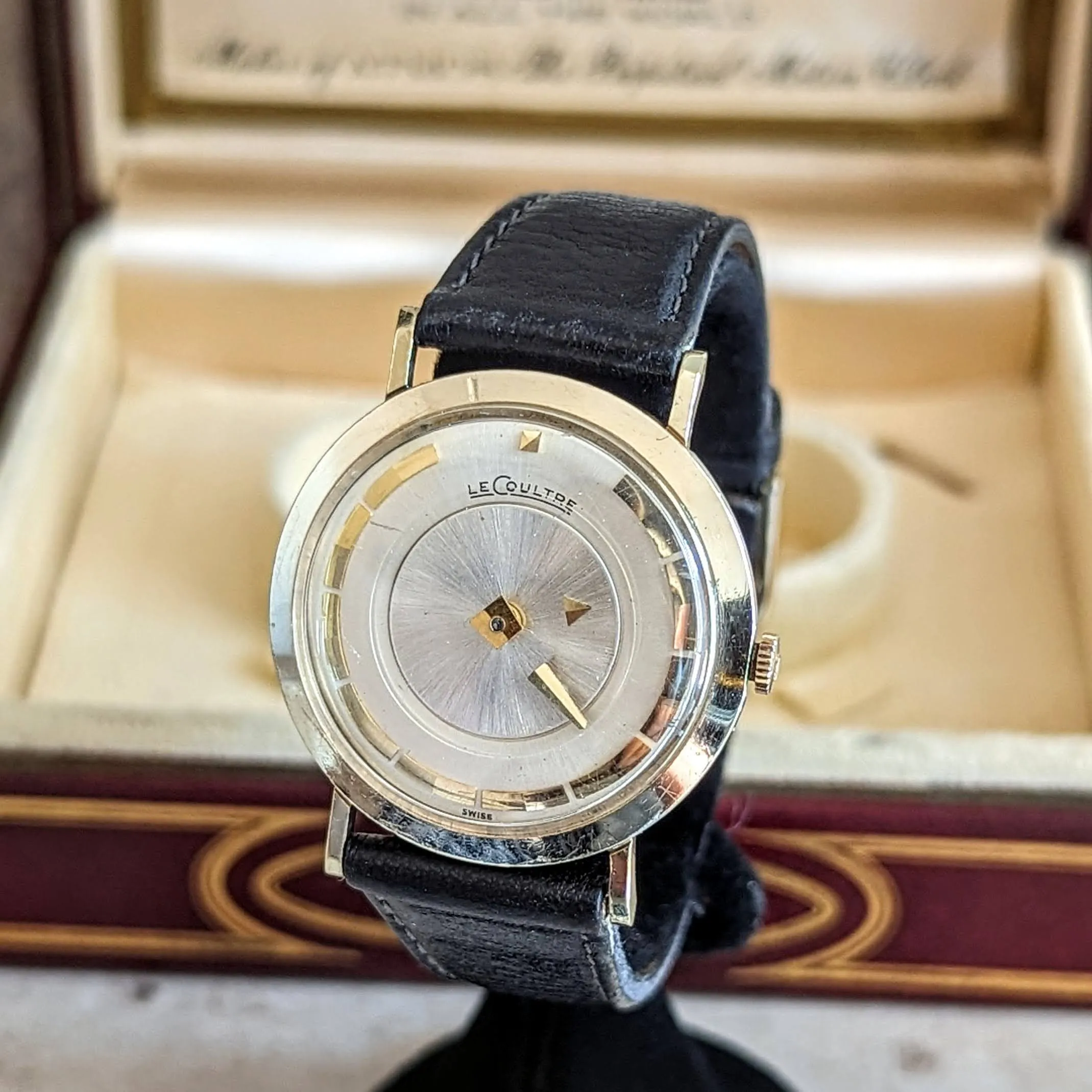 1959 LeCoultre Mystery Dial Wristwatch Cal. K480/CW 17 Jewels Vintage Watch Box & Papers!
