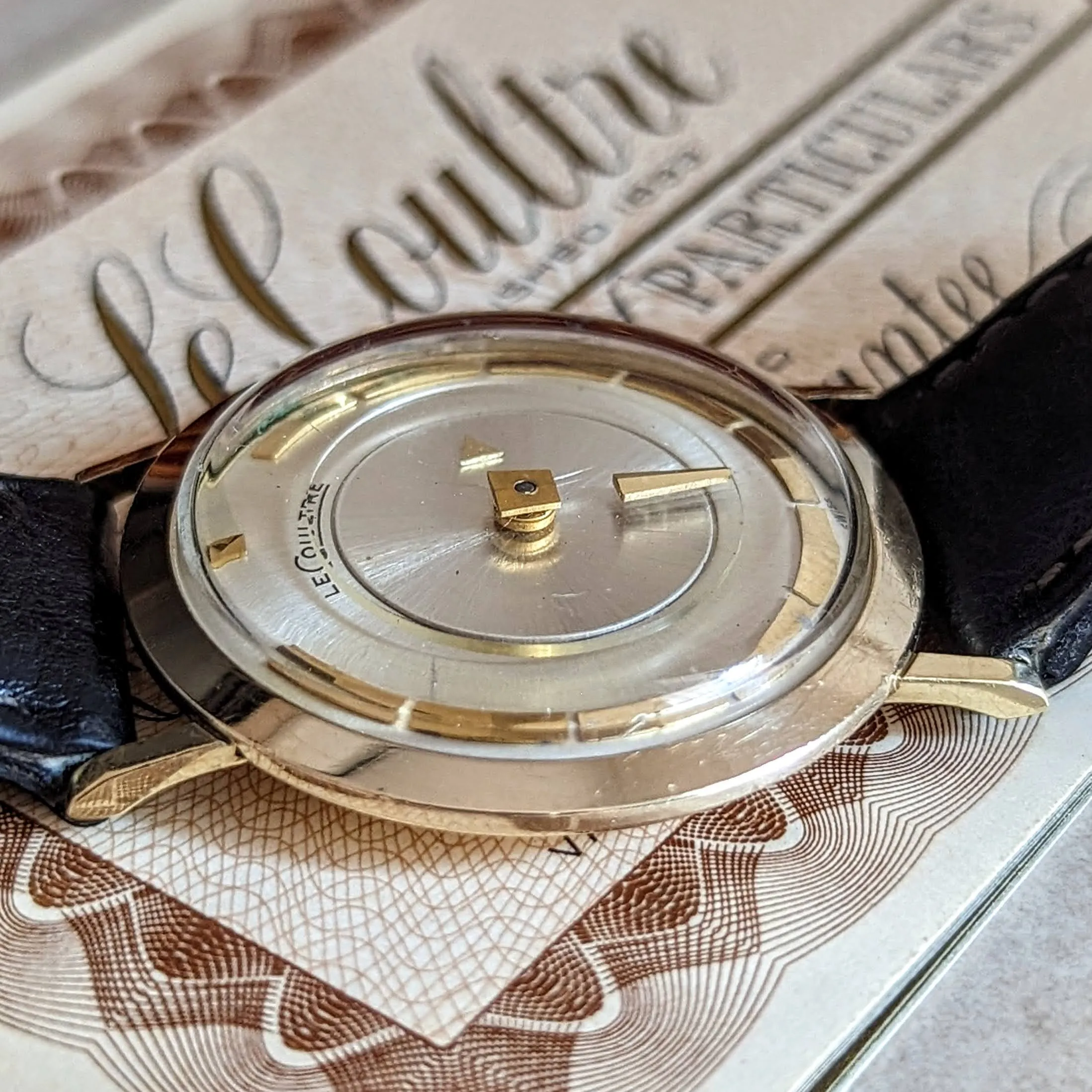 1959 LeCoultre Mystery Dial Wristwatch Cal. K480/CW 17 Jewels Vintage Watch Box & Papers!