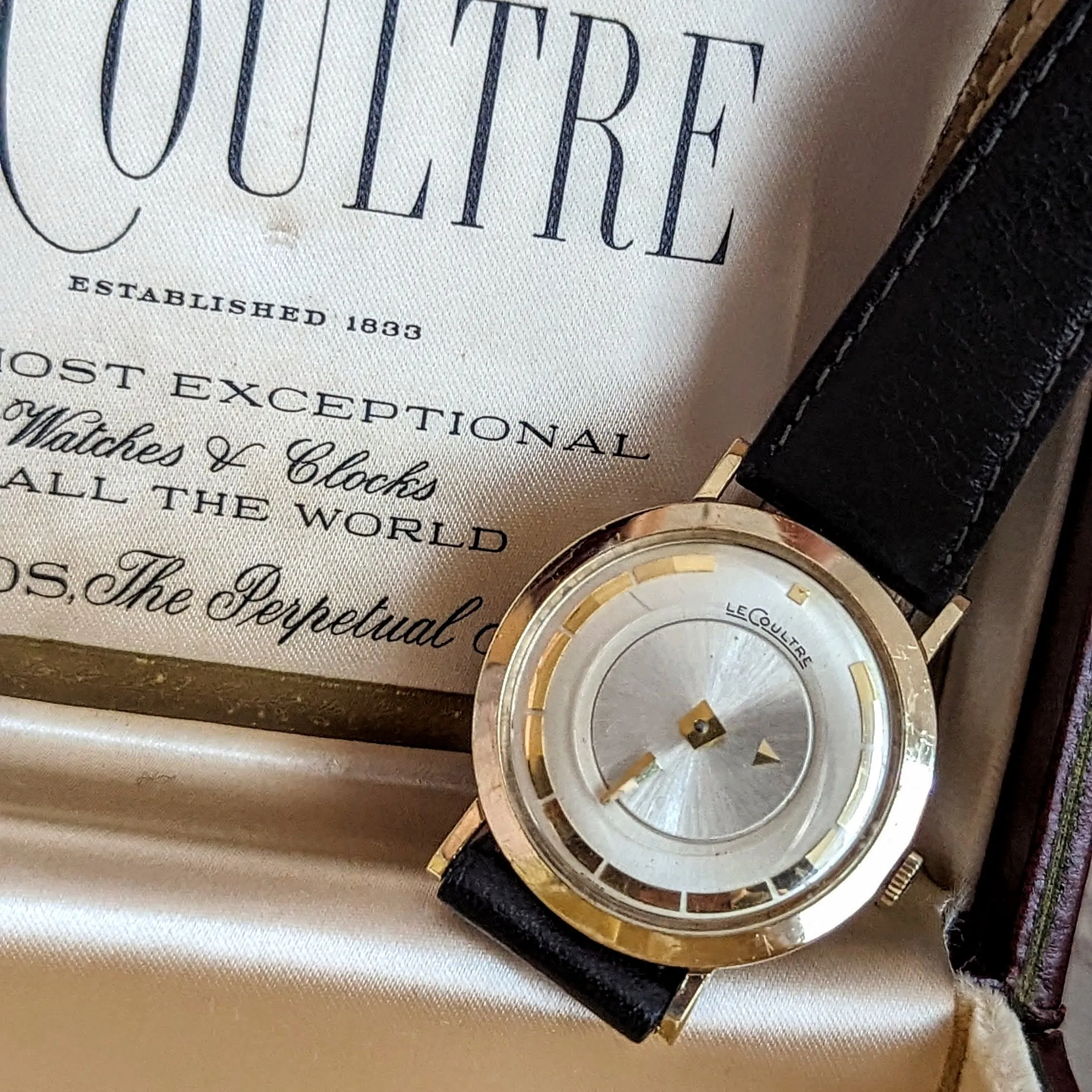 1959 LeCoultre Mystery Dial Wristwatch Cal. K480/CW 17 Jewels Vintage Watch Box & Papers!