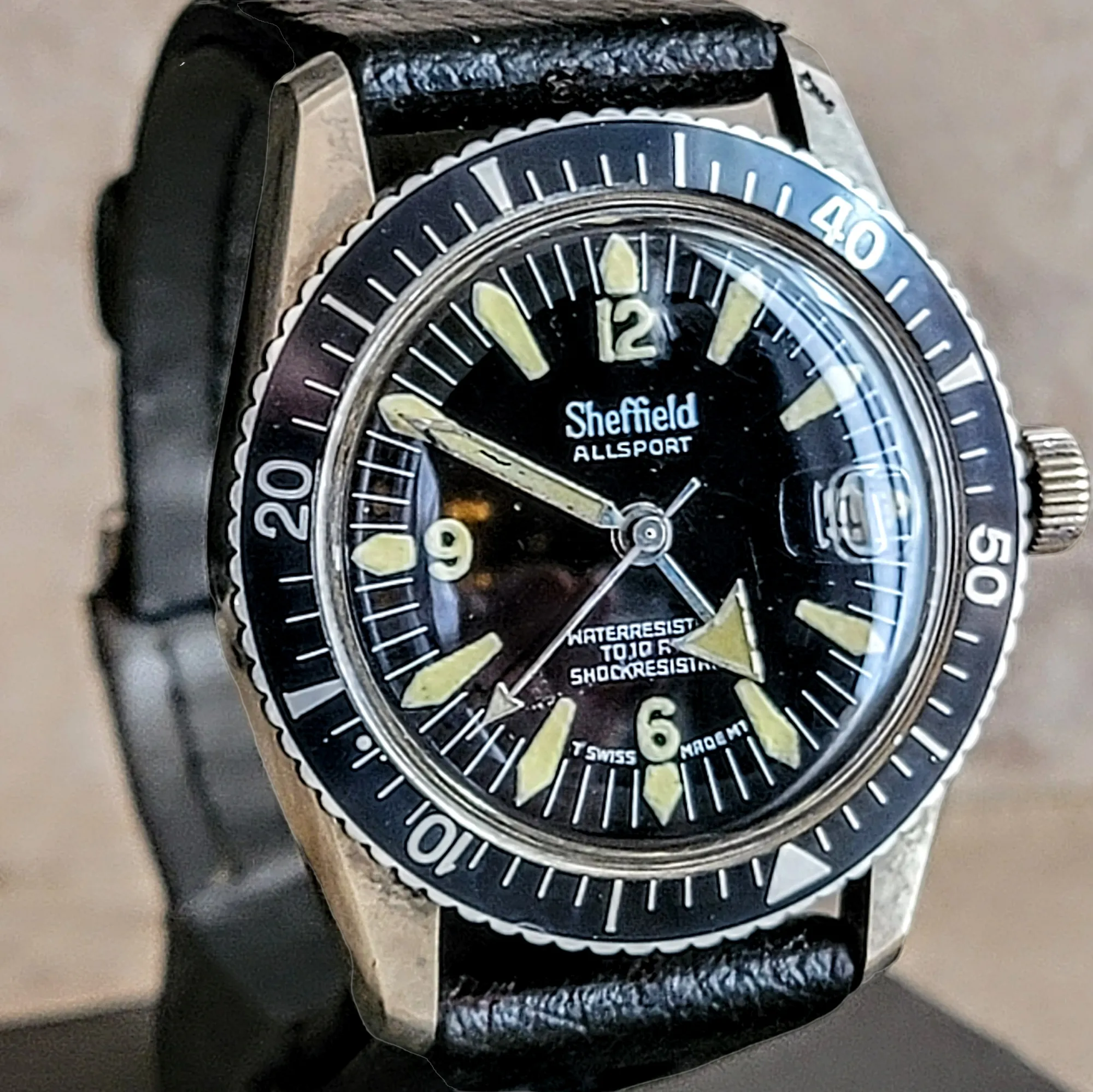 1970's SHEFFIELD Allsport Skin Diver Watch Cal. RL 1215 Swiss Made