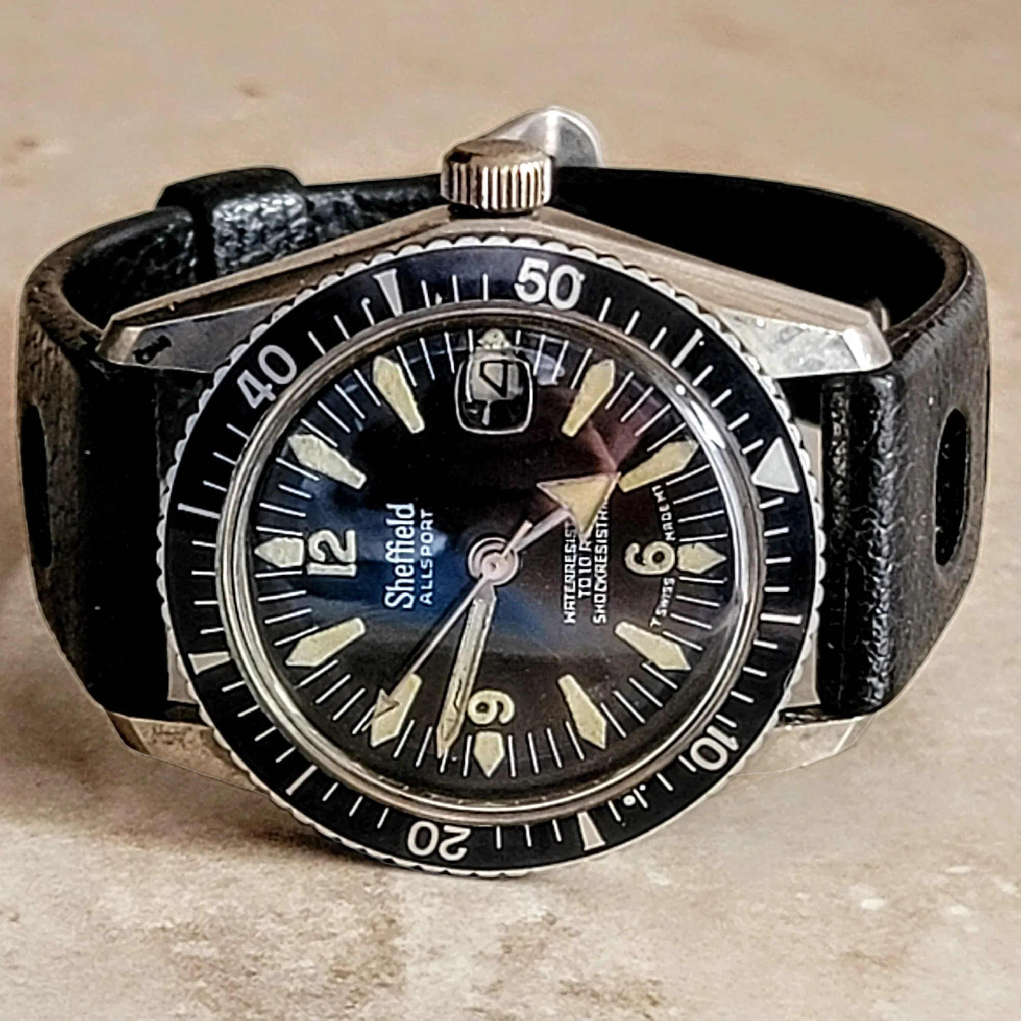 1970's SHEFFIELD Allsport Skin Diver Watch Cal. RL 1215 Swiss Made