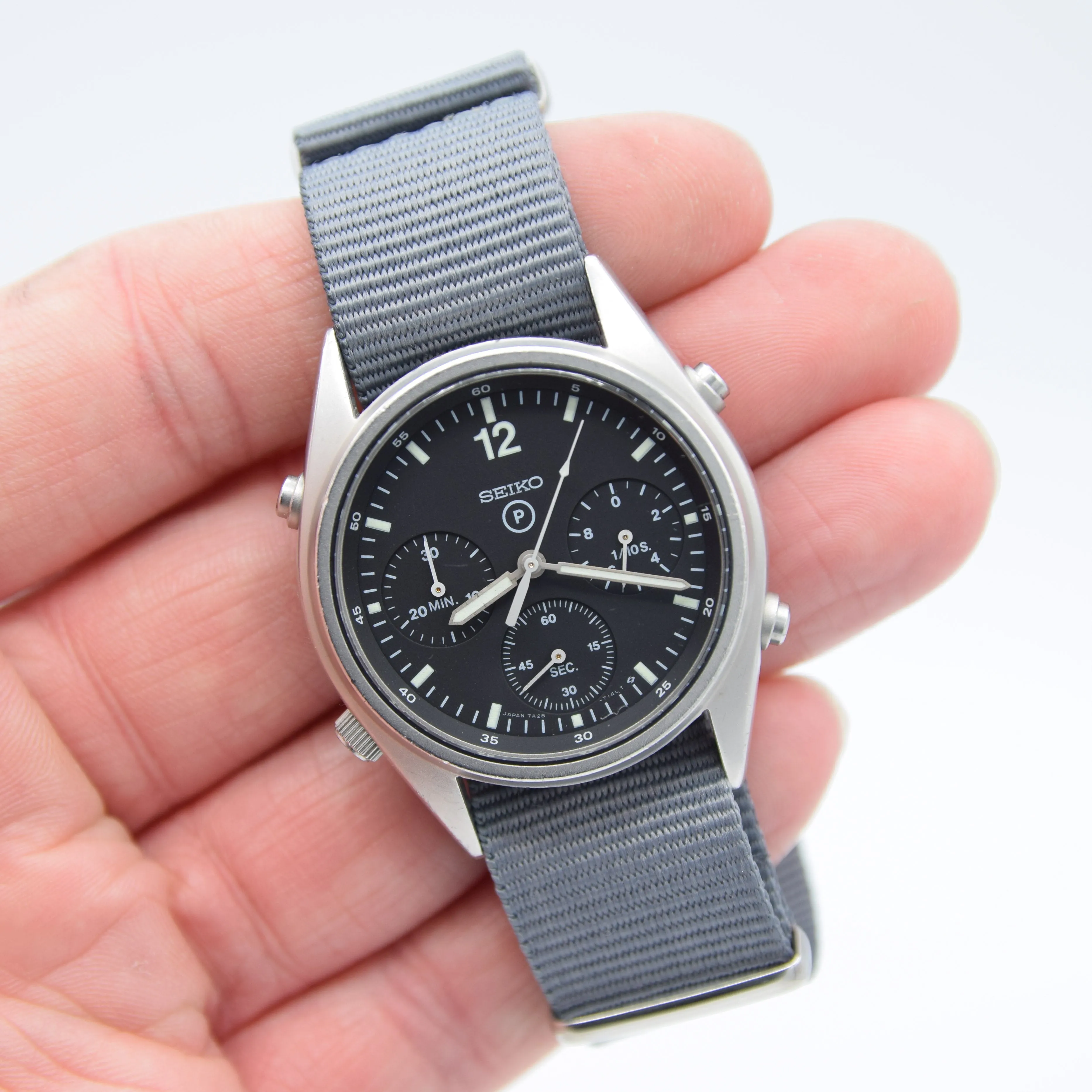 1984 Seiko 7A28-7120 RAF 6645-99  Gen 1 MOD Military 1st Issue Aircrew Chronograph Wristwatch