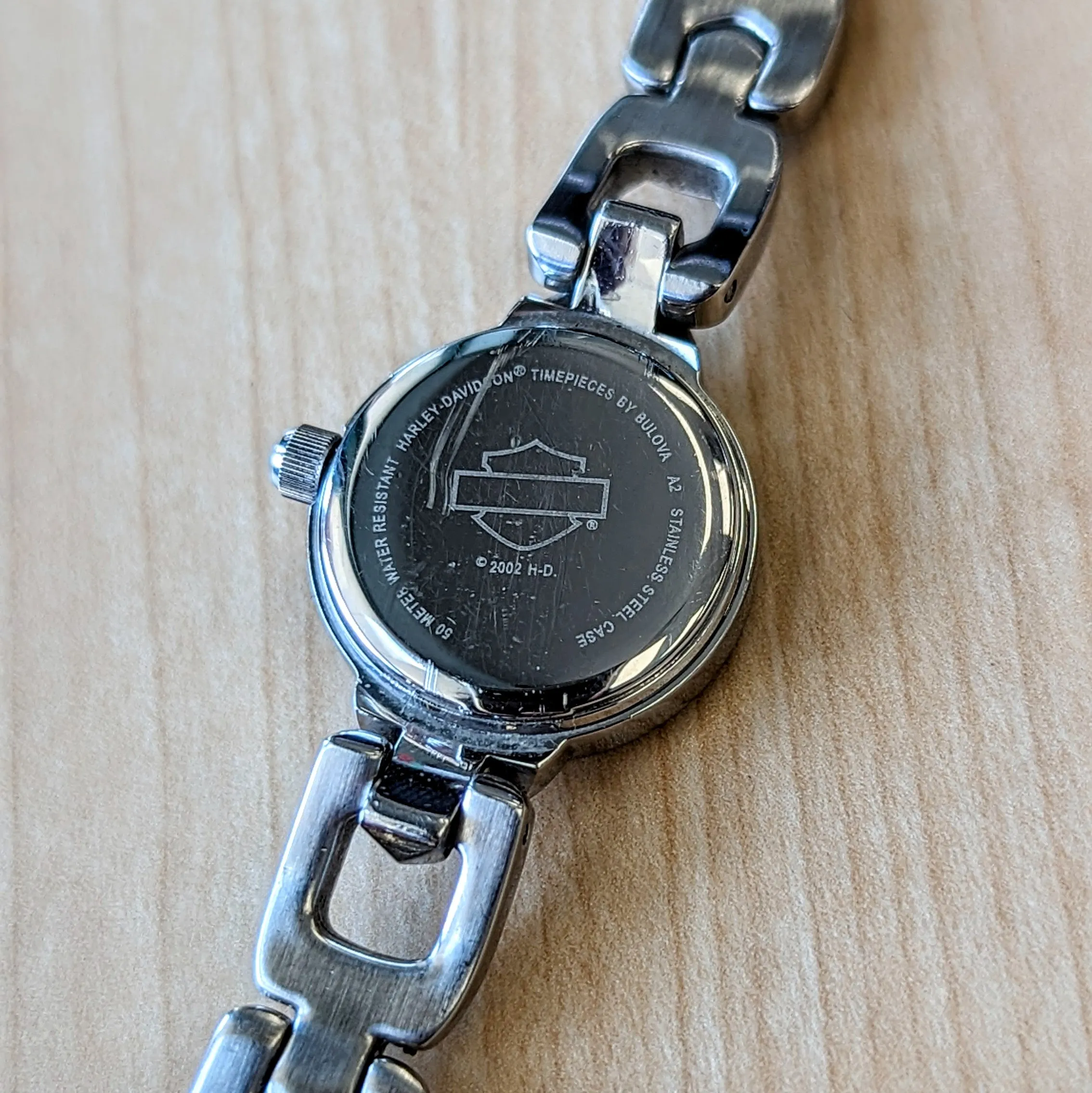 2002 Ladies HARLEY DAVIDSON Watch by Bulova 20mm - ALL S.S. Wristwatch 76L03