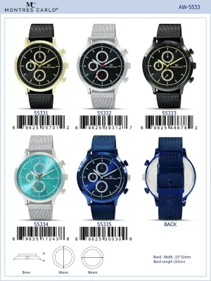 5533-Montres Carlo Mesh Band Watch