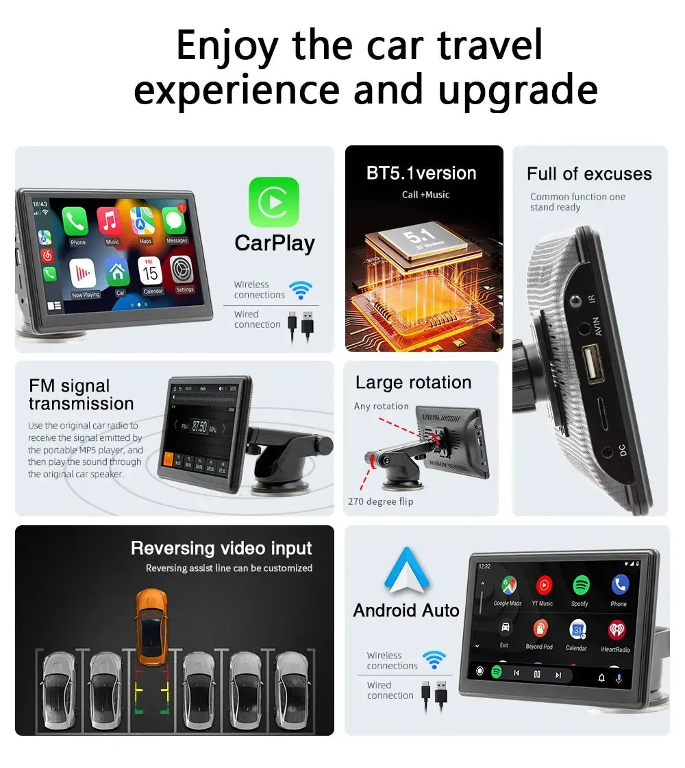 7 Car Radio with Wireless Carplay and Android Auto