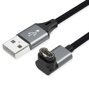 AGVEE 2 Pack 6.6ft Angled 90 Degree Braided Charger Cable Charing Cord for Garmin Watch Fenix 5 6 7, Vivoactive, Instinct, Venu, Tactix, Forerunner, Approach, D2, Venu, Vivomove, Quatix, Dark Gray