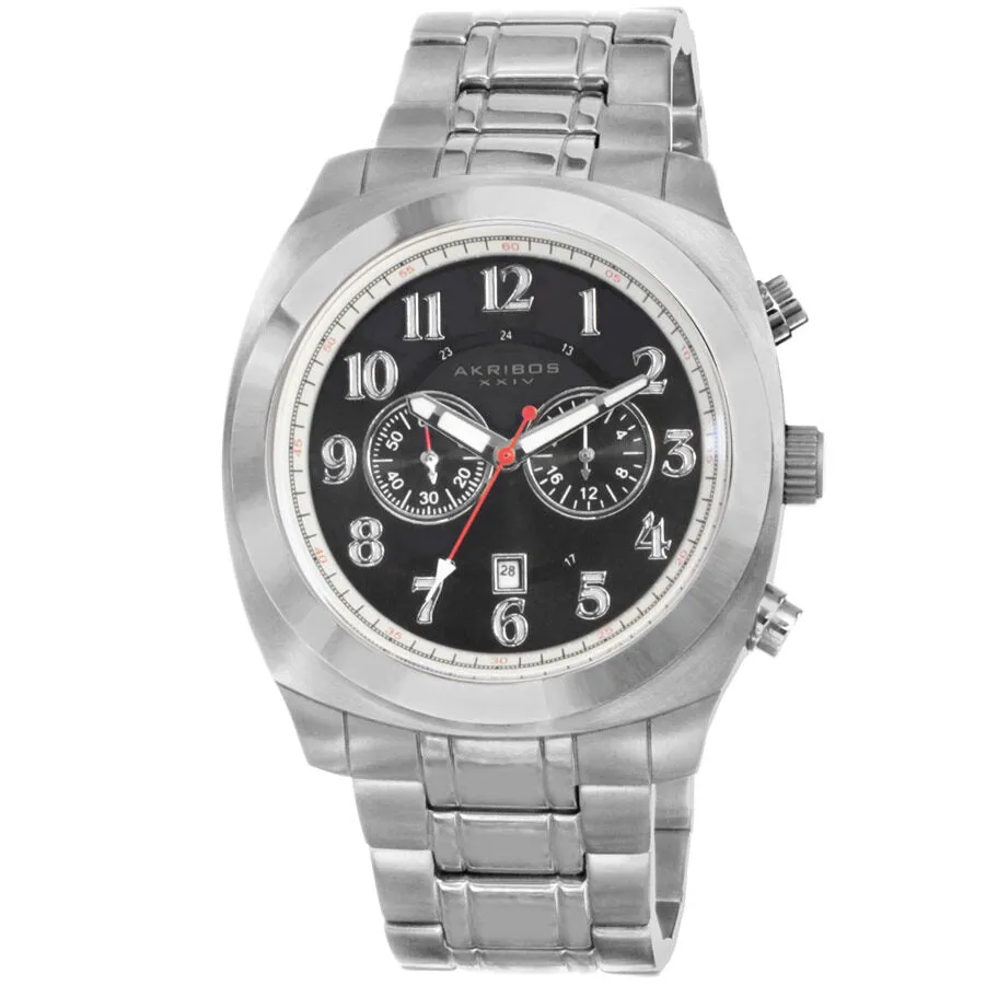 Akribos XxivBlack Dial Chronograph Stainless Steel Men's Watch AK624SS