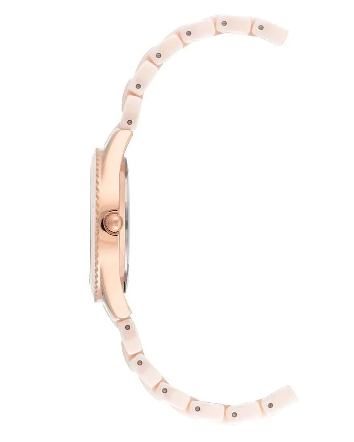 Anne Klein Light Pink Dial Light Pink Ceramic Ladies Watch AK/3410LPRG
