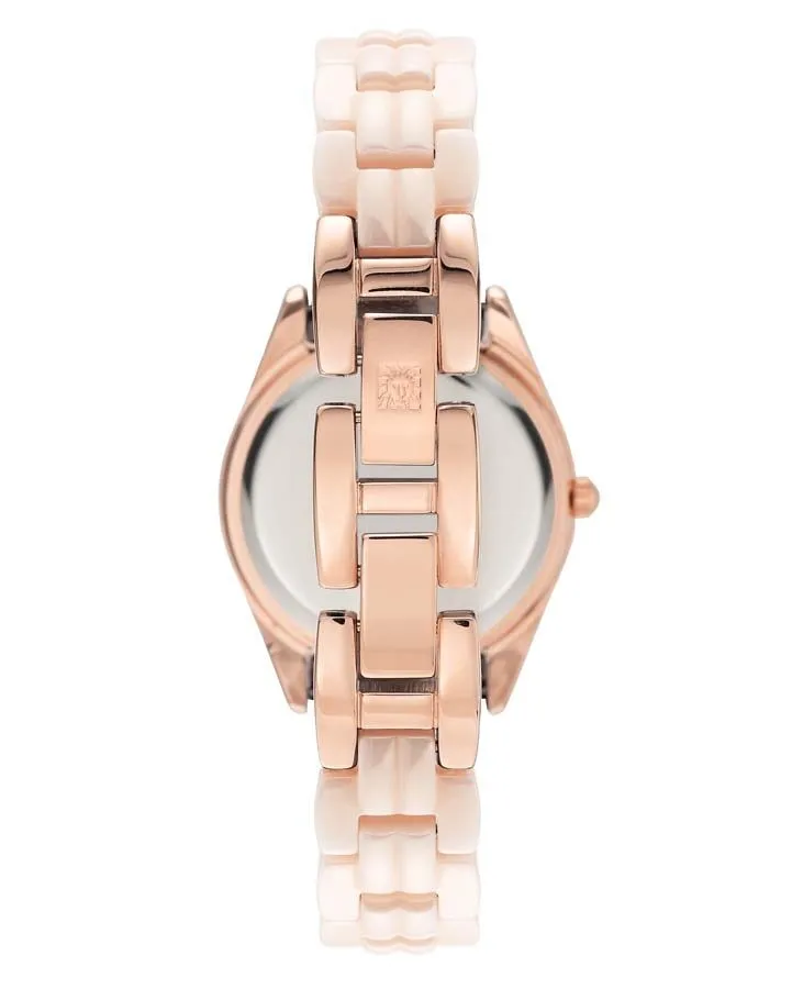 Anne Klein Light Pink Dial Light Pink Ceramic Ladies Watch AK/3410LPRG