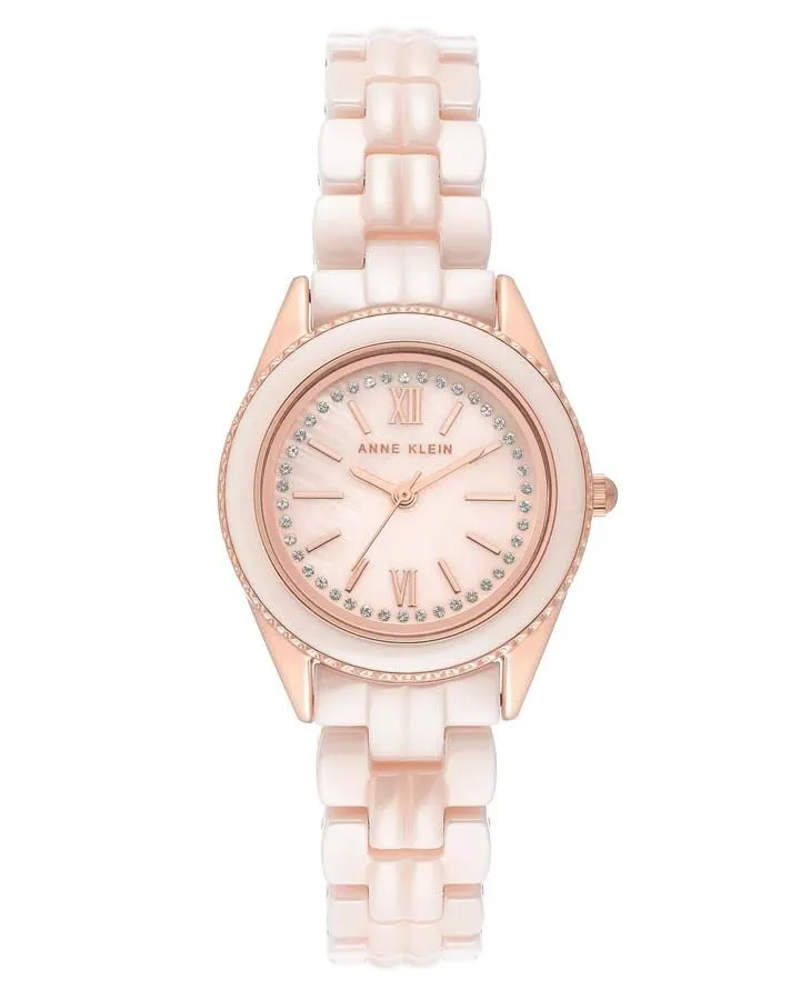 Anne Klein Light Pink Dial Light Pink Ceramic Ladies Watch AK/3410LPRG