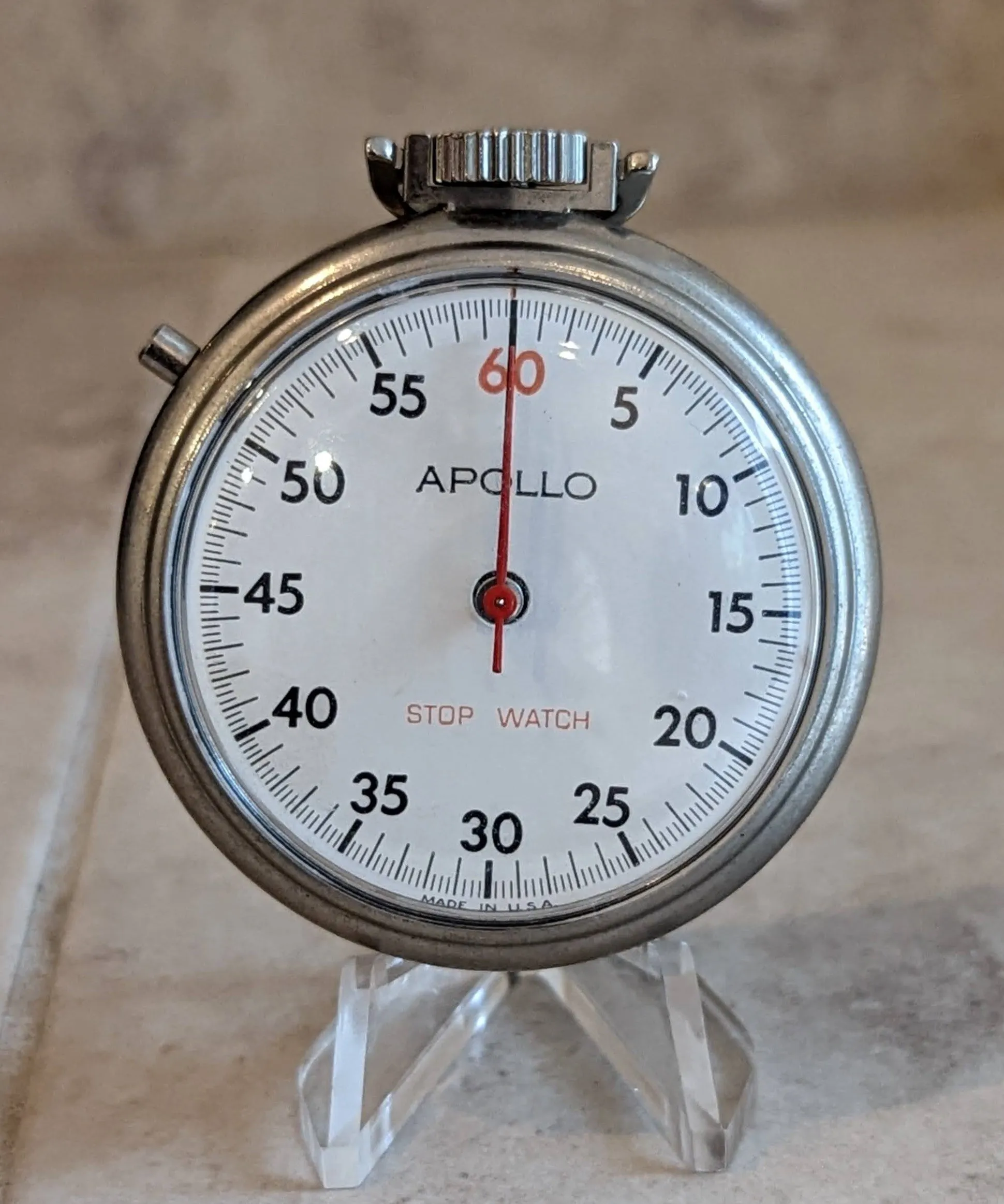 APOLLO Stop Watch U.S.A. Made Vintage Pocket Watch - RUNNING!