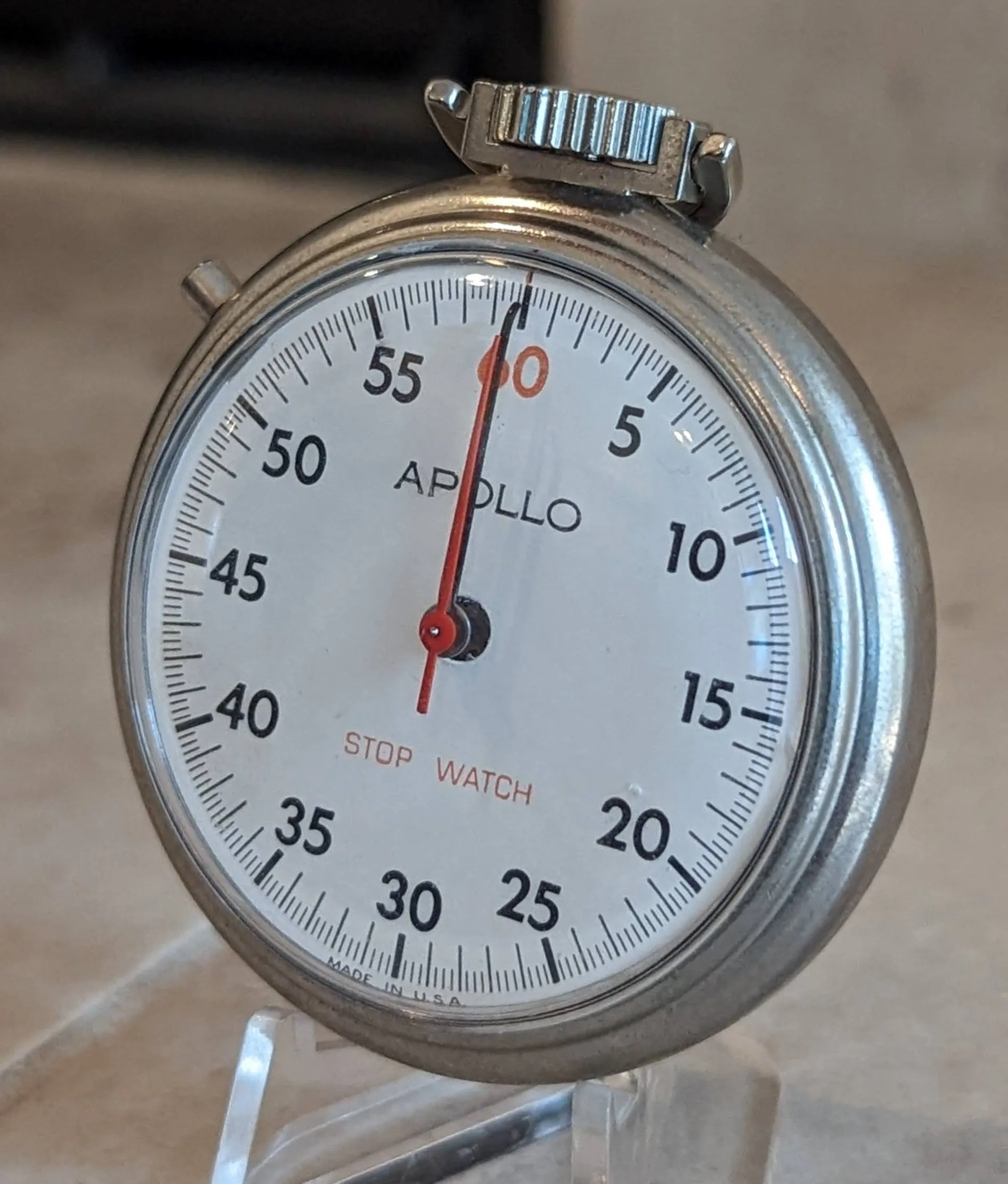 APOLLO Stop Watch U.S.A. Made Vintage Pocket Watch - RUNNING!