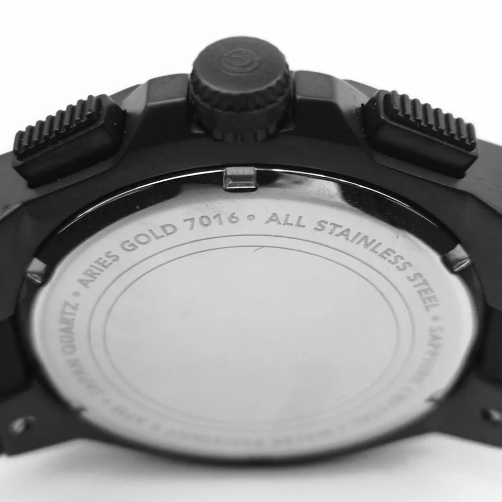 ARIES GOLD ANALOG LIGHTNING BLACK HIGH-TECH SILICON STRAP MEN WATCH G 7016 BK-BK
