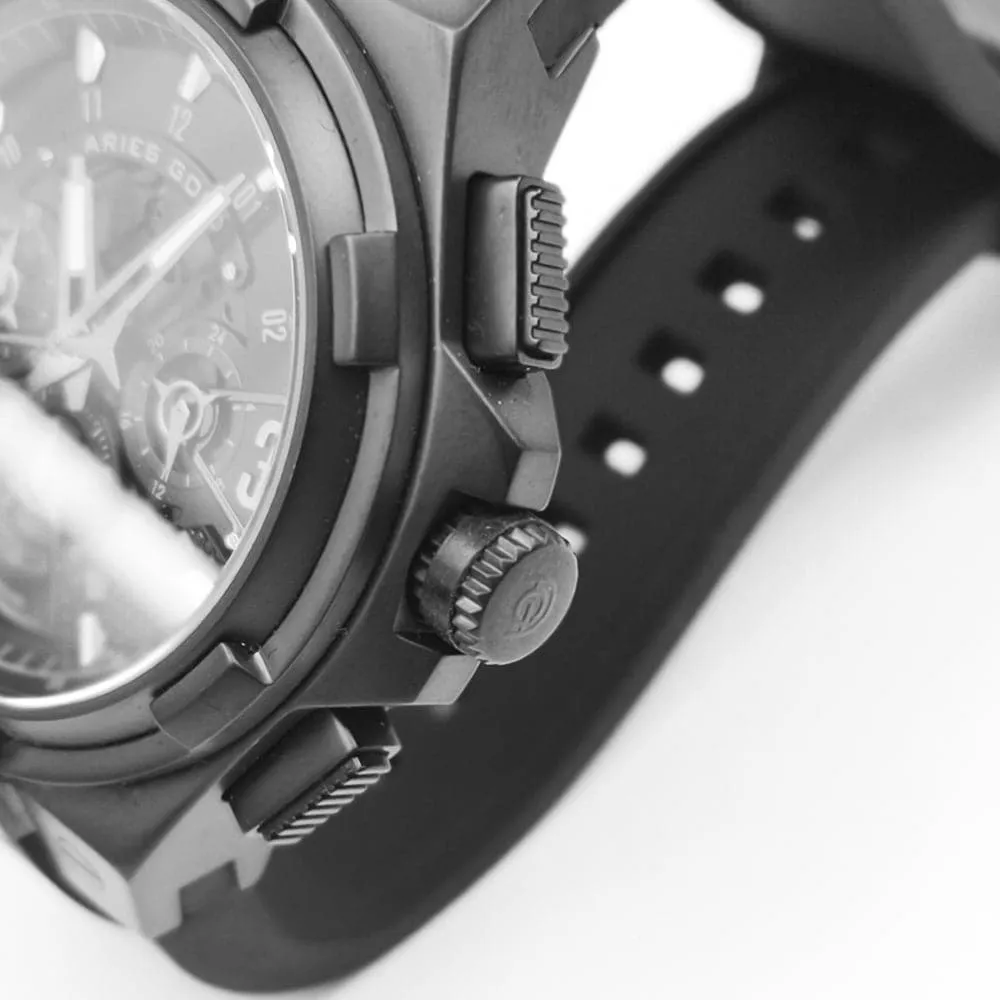 ARIES GOLD ANALOG LIGHTNING BLACK HIGH-TECH SILICON STRAP MEN WATCH G 7016 BK-BK