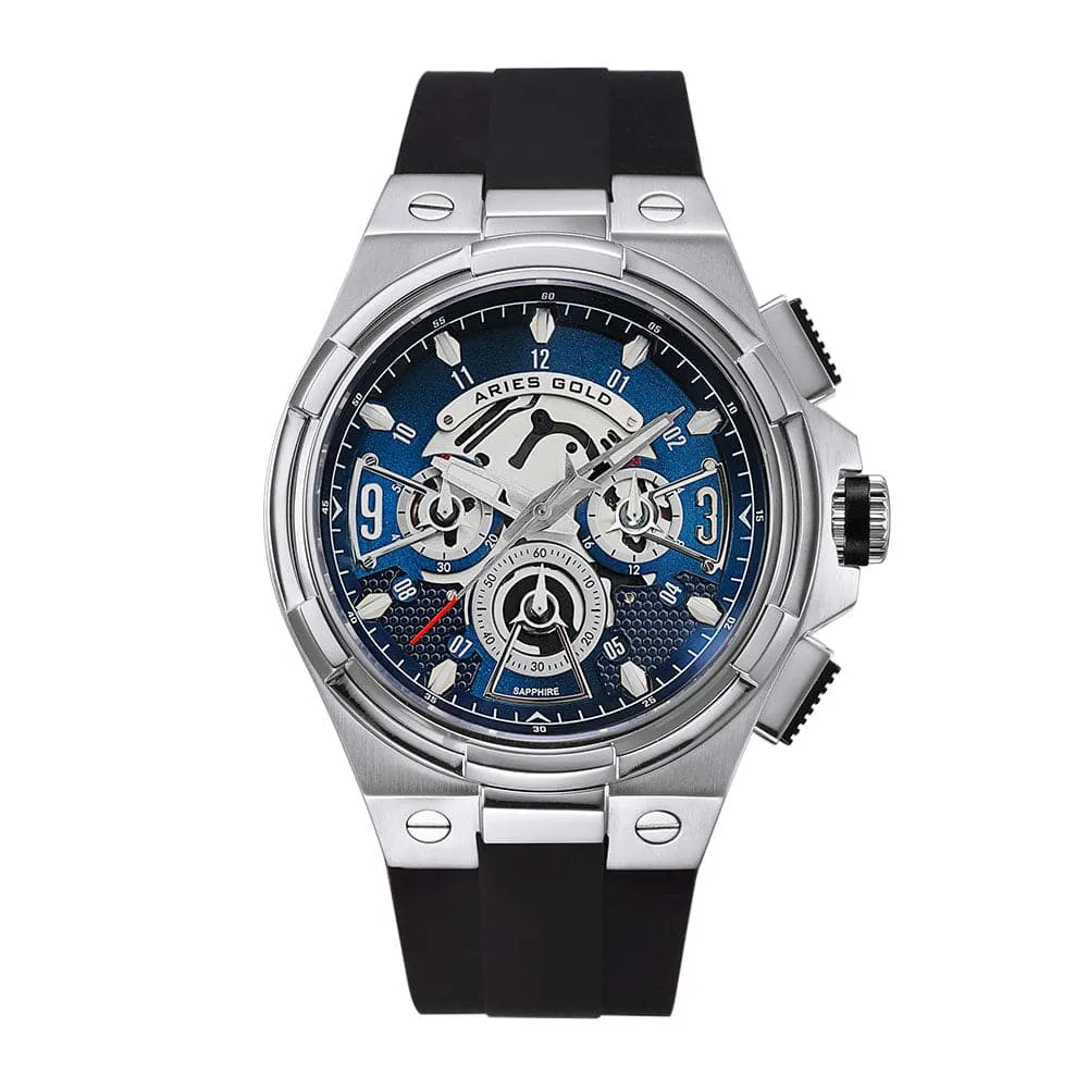 ARIES GOLD ANALOG LIGHTNING BLACK HIGH-TECH SILICON STRAP MEN WATCH G 7016 S-BU