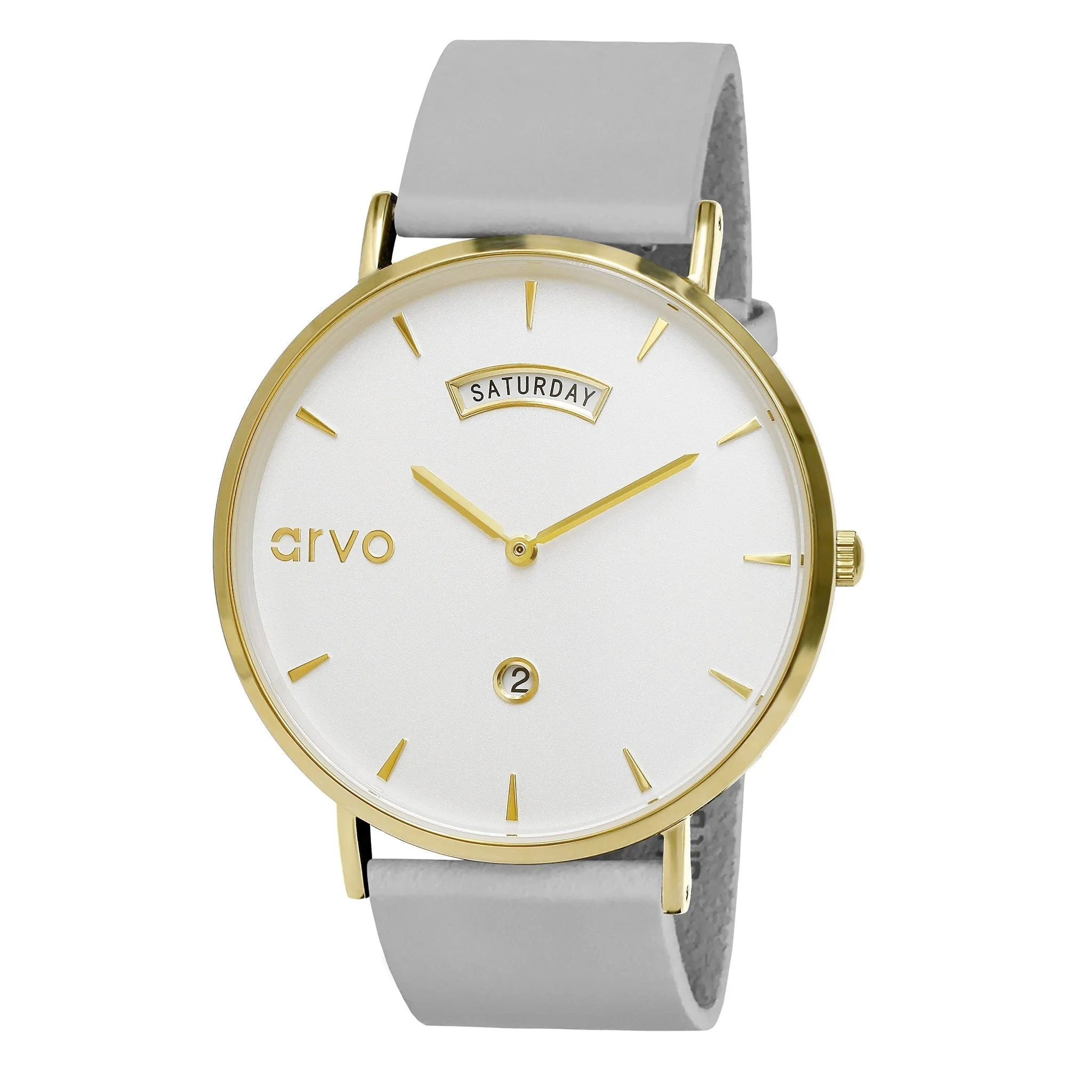 Arvo Awristacrat Watch - Gold - Gray Leather Band