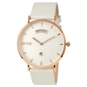 Arvo Awristacrat Watch - Rose - White Leather