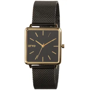 Arvo Time Squared Watch - Black Dial, Black Mesh