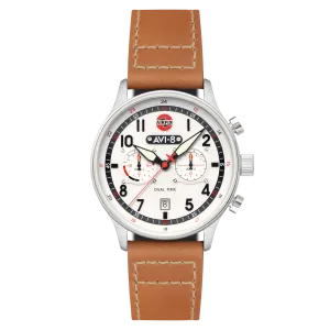 AVI-8 Hawker Hurricane Carey Dual Time - Airfix Edition Silver White Men's Watch AV-4088-06