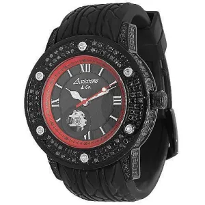 Avianne&Co Mens Black Diamond Steel Roadster Watch