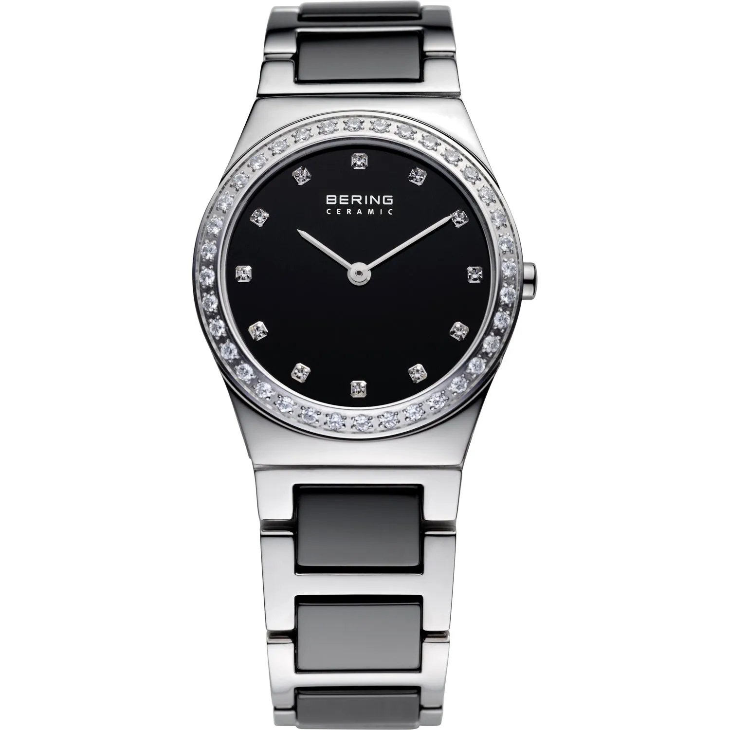 Bering Black Ceramic Ladies Watch with Swarovski Crystal Bezel