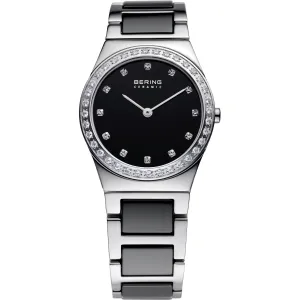 Bering Black Ceramic Ladies Watch with Swarovski Crystal Bezel