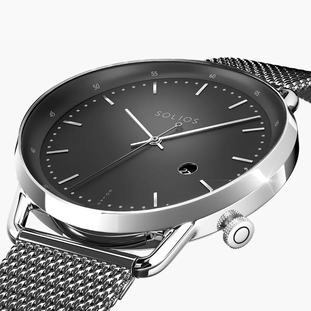 Black   Silver Solar Curve (Grey Mesh Metal)