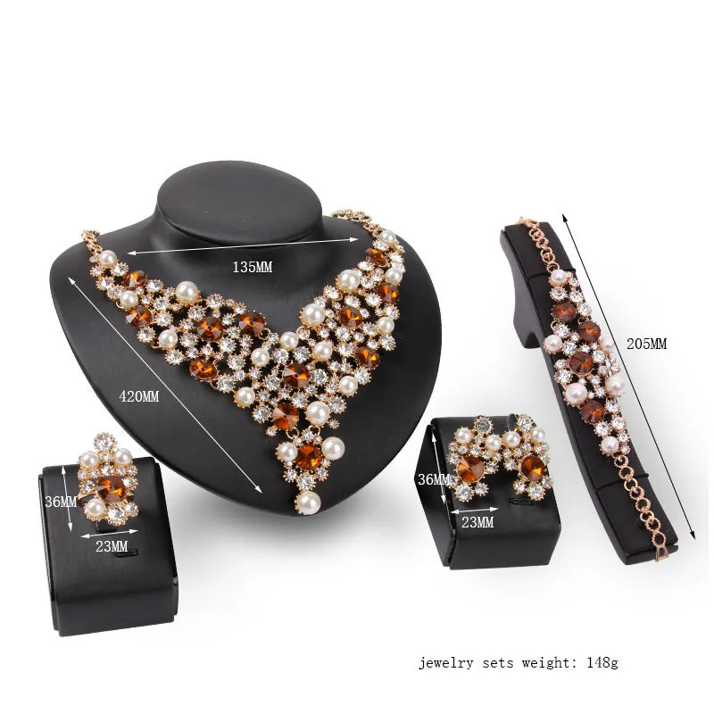 Bridal Four-piece Necklace Earrings Jewelry Set