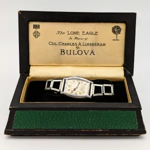 BULOVA 1930 Lone Eagle Watch “In Honor of Col. Charles A. Lindbergh” Wristwatch Original BOX!