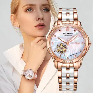 Charming Automatic Ceramic Band Wristwatch