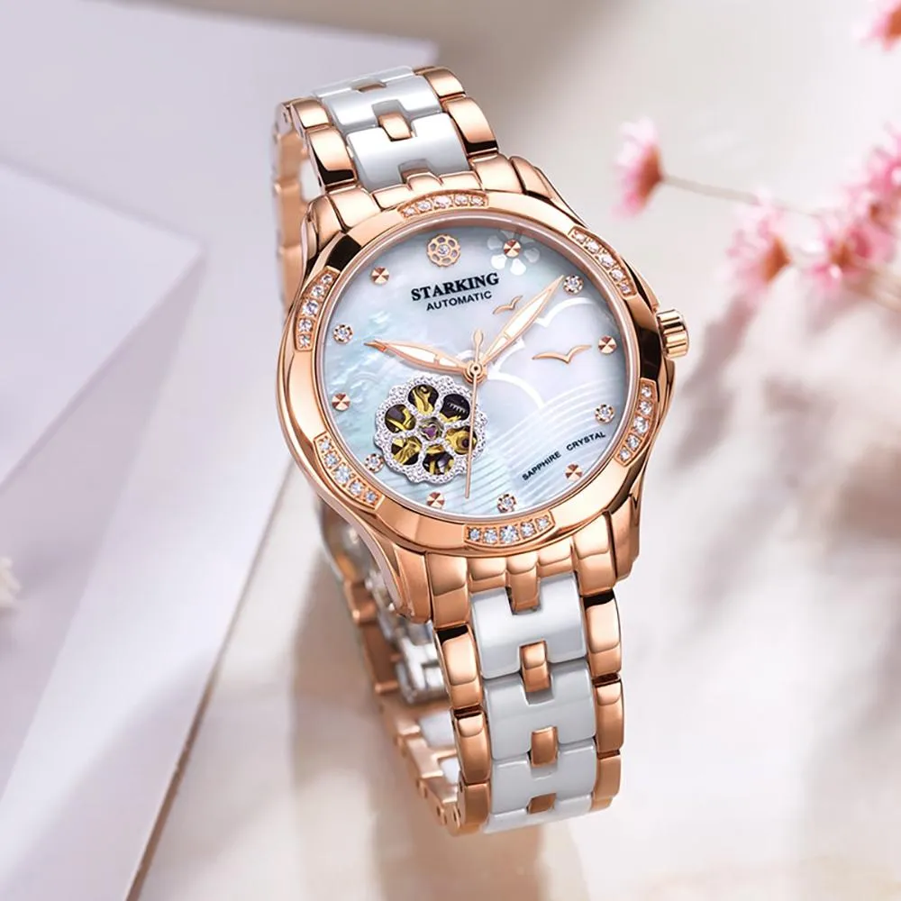 Charming Automatic Ceramic Band Wristwatch