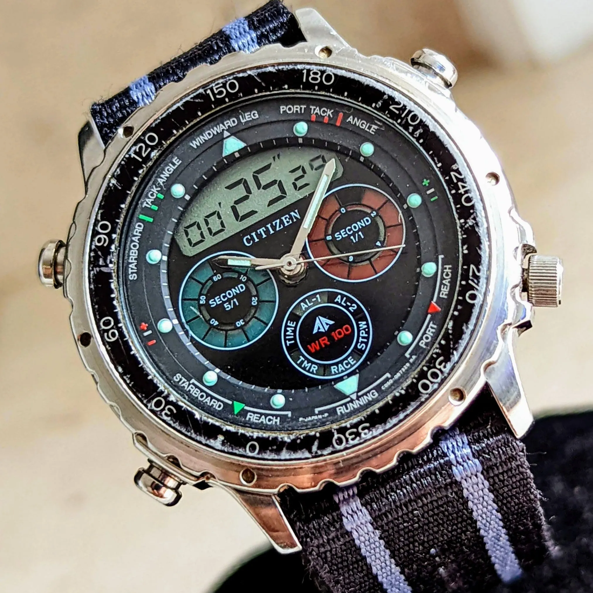 CITIZEN Promaster Yacht Timer Watch Digital - Analog Vintage Quartz Wristwatch