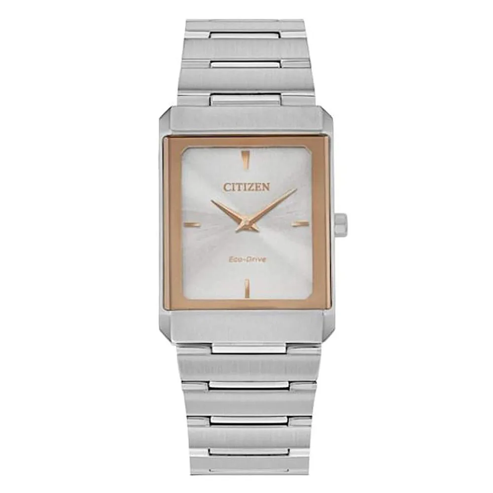 Citizen Unisex Stiletto Eco Drive Silver Dial Two-Tone Bracelet Stainless Steel Watch - EG6016-58A