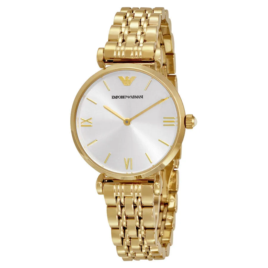 Emporio Armani Classic Silver Dial Gold-tone Ladies Watch AR1877