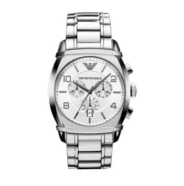 Emporio Armani Classic Silver Dial Stainless Steel Chronograph Men's Watch AR0350