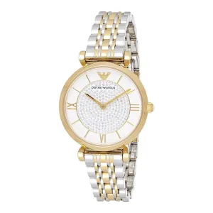 Emporio Armani Women’s Analog Two Tone Stainless Steel White Dial 32mm Watch AR8031