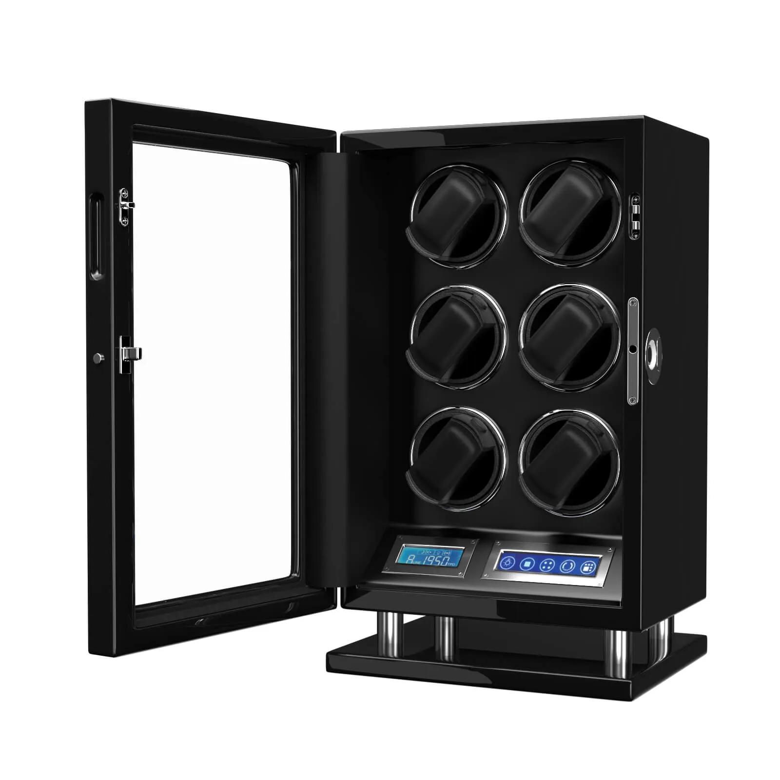 Fingerprint Unlock Watch Winder for 6 Automatic Watches Quiet Mabuchi Motors