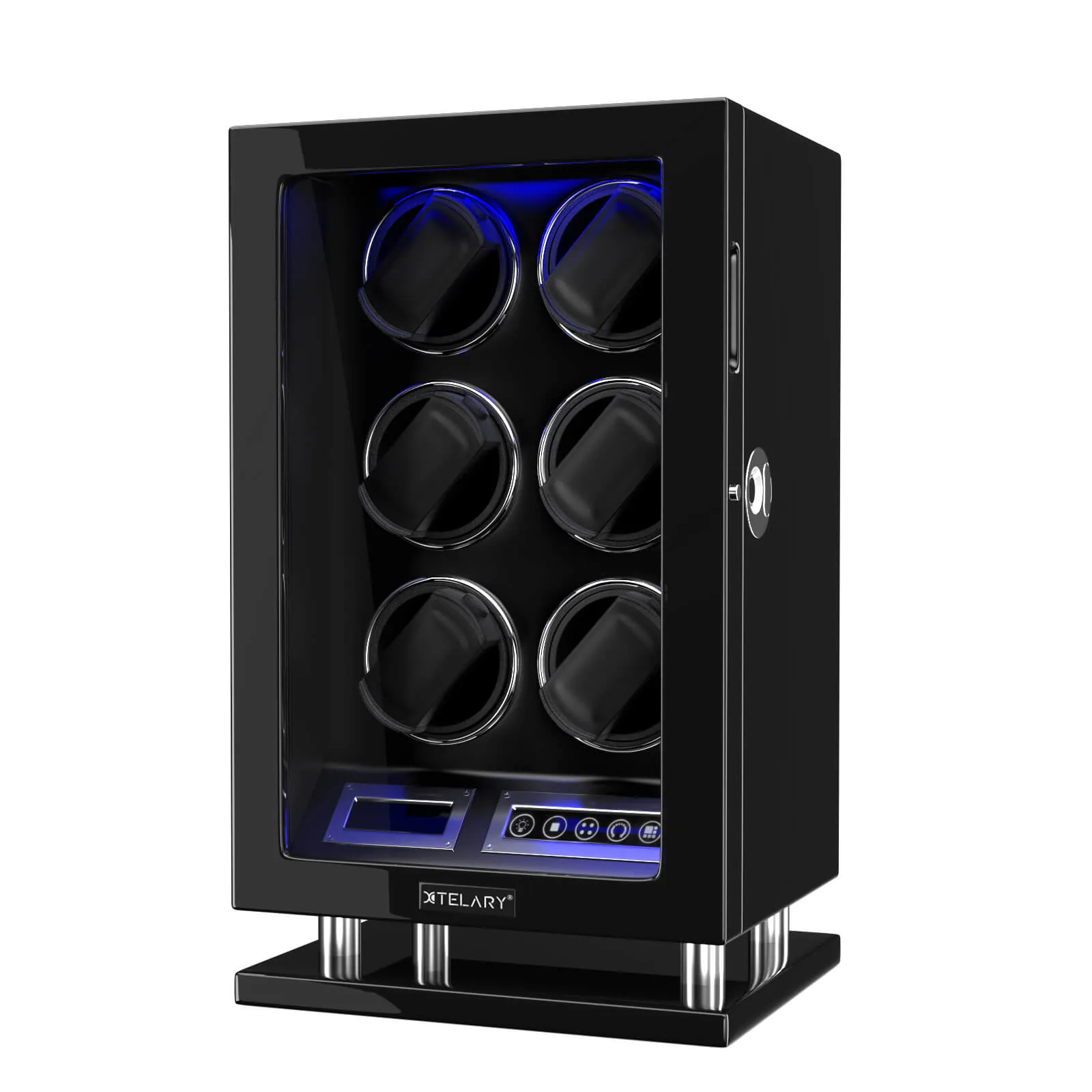 Fingerprint Unlock Watch Winder for 6 Automatic Watches Quiet Mabuchi Motors
