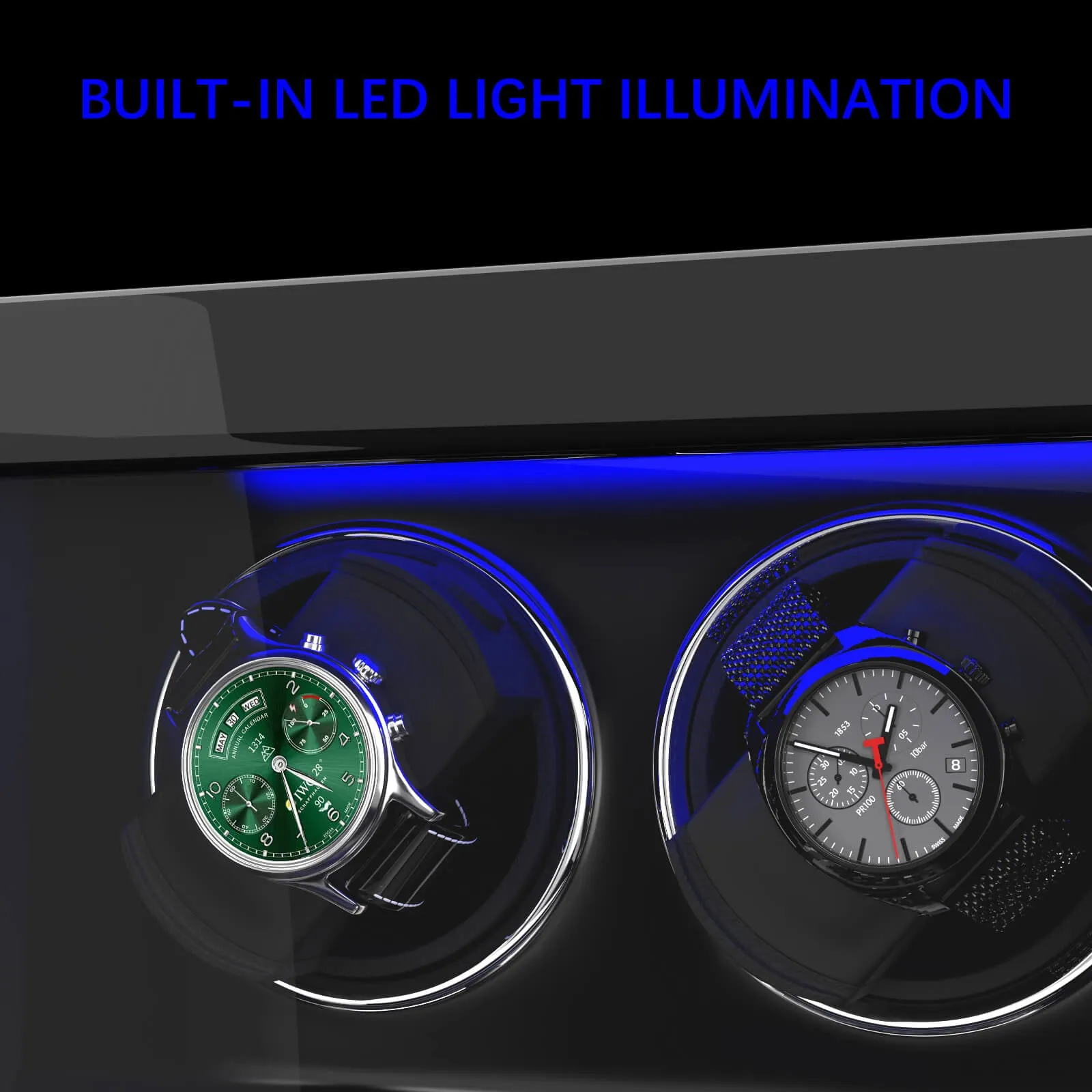 Fingerprint Unlock Watch Winder for 6 Automatic Watches Quiet Mabuchi Motors