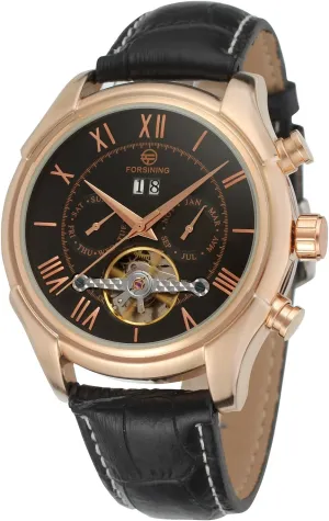 FORSINING Men's Automatic Day Calendar Luxury Leather Band Dress Wrist Watch FSG583M3R1