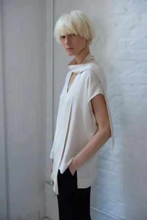 GINA SILK TIE-NECK BLOUSE - IVORY