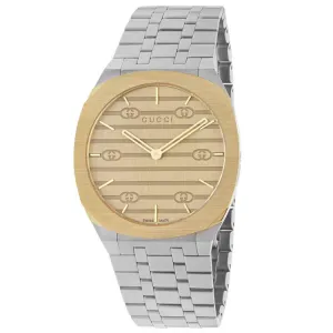Gucci 25H Golden Brass Dial 38mm Men's Watch YA163405