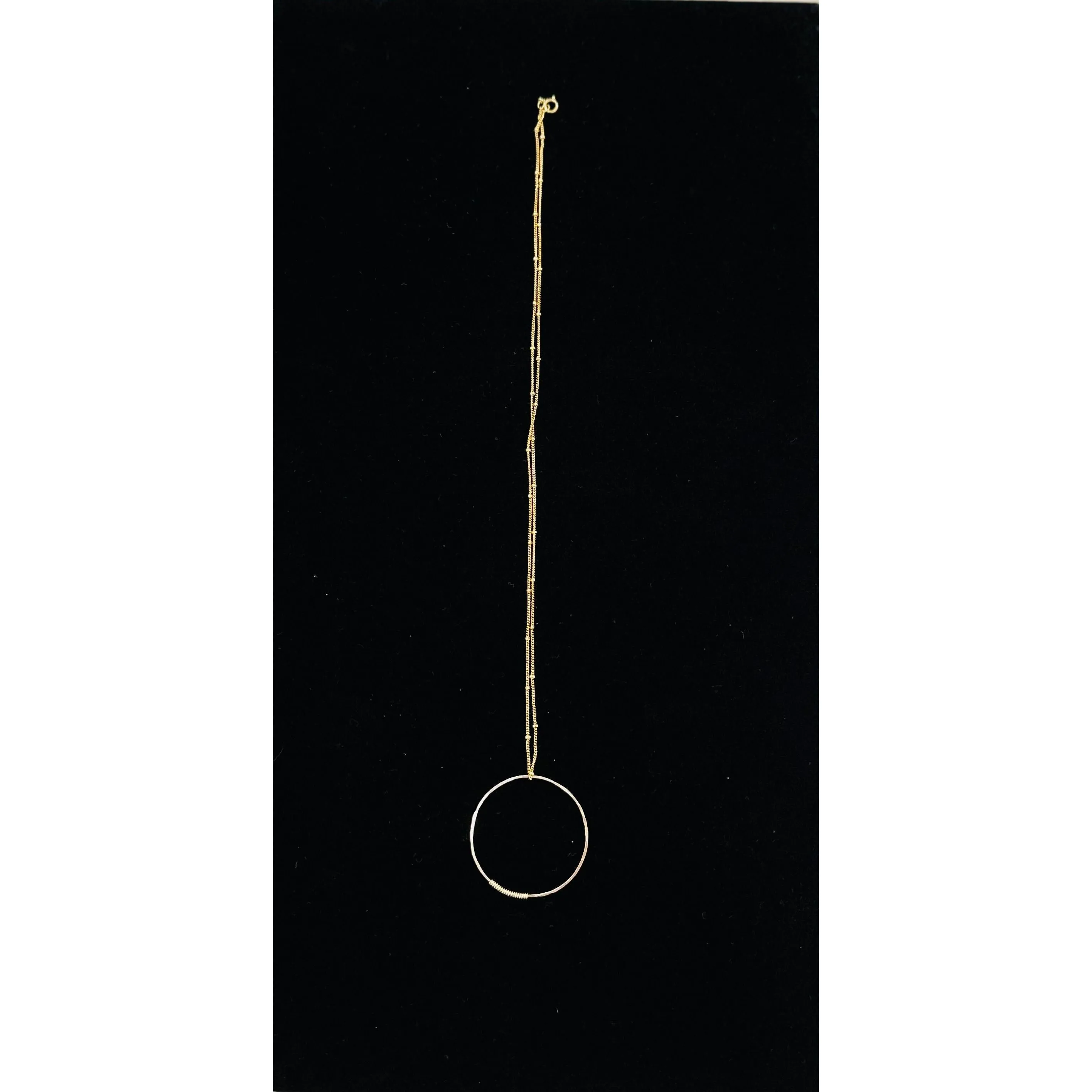 Hammered Circle Necklace in 14k Gold